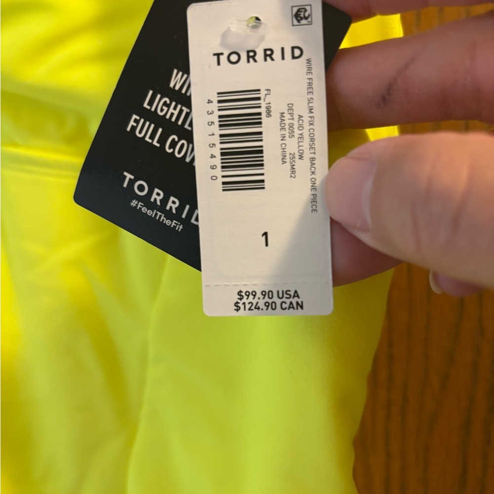 Torrid Yellow One-Piece Swimsuit NWT - Picture 2 of 4